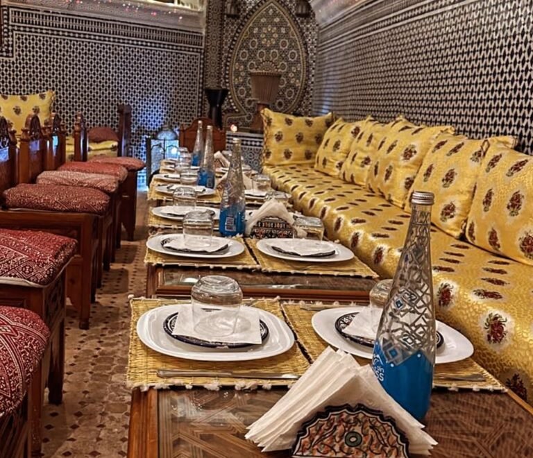 Traditional Moroccan restaurant in the Medina of Fez with authentic decor and local cuisine
